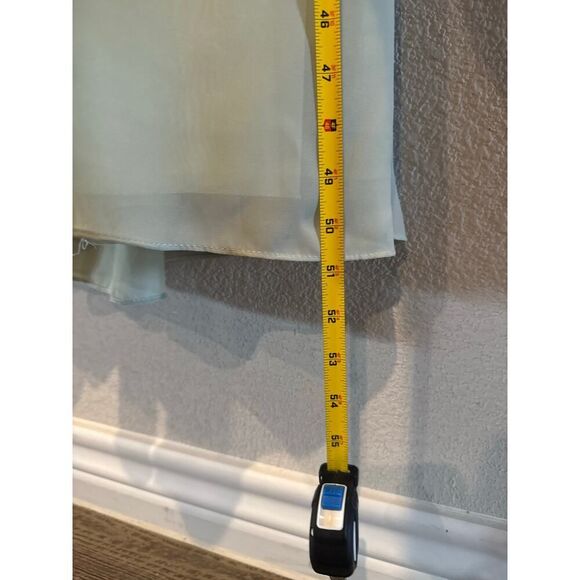 Azazie Womens Chiffon Spaghetti Strap Ruched Bodice A-Line Gown Sz A0 Sage Green - Picture 8 of 8